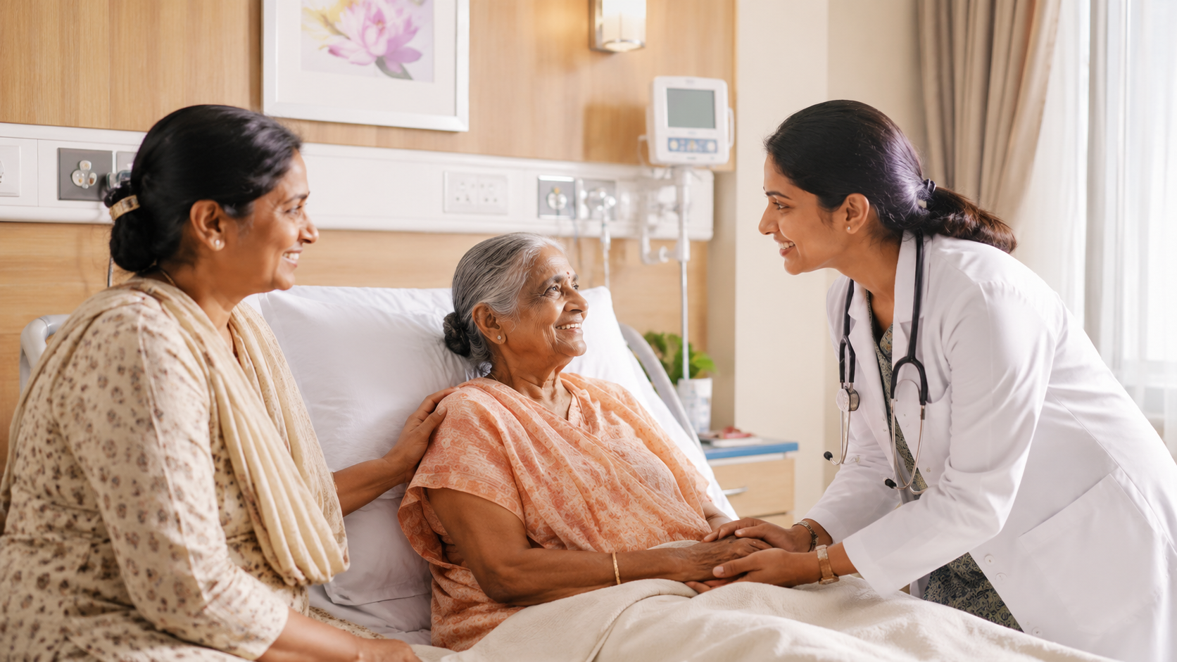 Elderly patient receiving recovery support